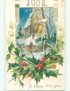 Divided-Back NEW YEAR SCENE Great Postcard W7515