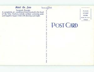 Unused 1950's DE SOTO HOTEL Savannah Georgia GA u2157