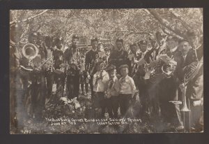 Cedar Grove WISCONSIN RPPC 1908 G.A.R. REUNION Civil War Vets OOSTBURG BAND WI