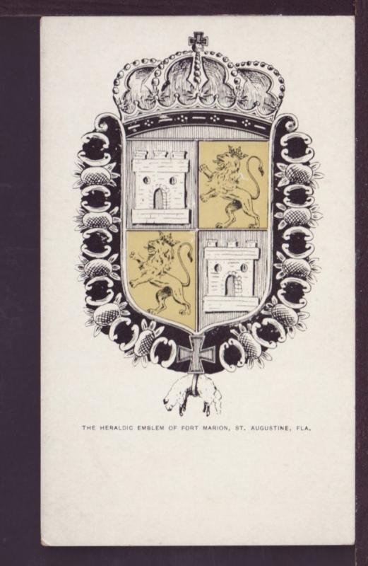 Heraldic Emblem Fort Marion St Augustine FL Postcard 2753