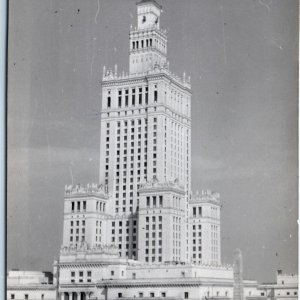 c1950s Warsaw, Poland RPPC Pałac Kultur Real Photo Palace Culture & Science A77