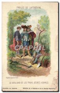 Old Postcard Fantasy Fables of La Fontaine The old and the three young men Gu...