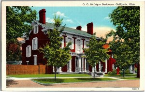 O. O. McIntyre Residence, Gallipolis OH c1949 Vintage Postcard T09