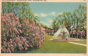 Vintage Postcard Smith Monument Brandywine Park Wilmington Delaware De Mar News