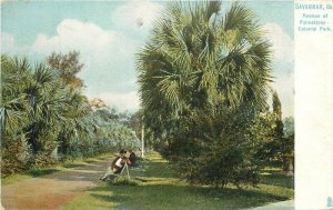 Georgia Savannah Avenue Palmetto's Colonia Park Tuck #2491 Postcard 22-7225