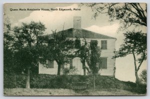 North Edgecomb Maine~Queen Marie Antoinette House~History Back~1930s B&W Litho