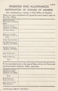 Pensions & Allowances Post Office Payment Navy Army Old Postcard