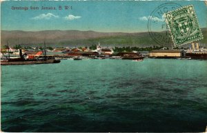 PC CPA JAMAICA, KINGSTON HARBOUR, Vintage Postcard (b21560)