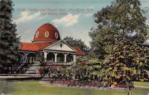 Port Huron Michigan~Pine Grove Park~Pavilion~Flower Beds~1911 Postcard