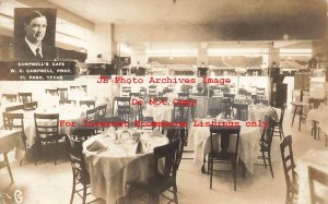 TX, El Paso, Texas, RPPC, Campbell's Cafe Interior View, 1915 PM