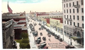 Broadway Street Looking South Fresno California CA Postcard