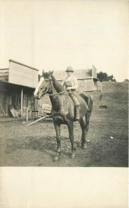 Stub Horseback Rural life RPPC C-1915 Photo Postcard  22-867
