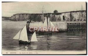 Old Postcard Dieppe The output jetties Boat