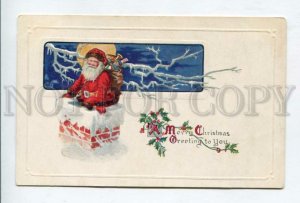 427226 CHRISTMAS X-mas SANTA CLAUS in Chimney Vintage postcard
