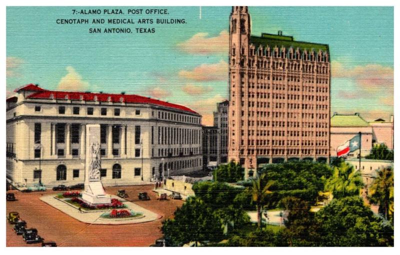 Texas  San Antonio , Alamo Plaza , Post office , Cenotaph and Medical Arts Bu...