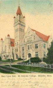 College Holyoke Massachusetts Lyon 1906 Postcard hand colored Illustrated 21-34