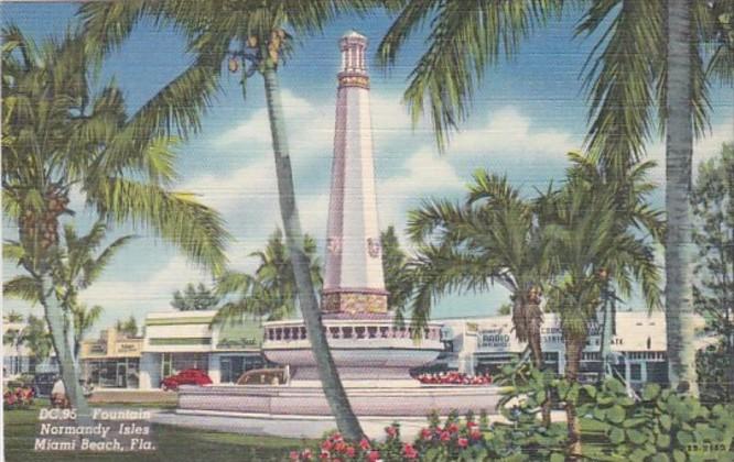 Florida Miami Beach Fountain At Normandy Isles Curteich