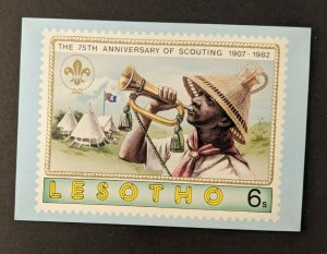 Mint Vintage Boy Scout Scouting Anniversary Postcard Lesotho