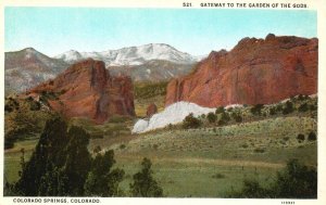 Vintage Postcard 1920's Gateway to the Garden of The Gods Colorado Springs CO