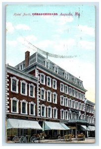 1907 North Hotel Building Store Front Augusta Maine ME Posted Antique Postcard