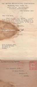 Val Gielgud Head Of BBC Job Hand Signed 1950 Letter Please Read