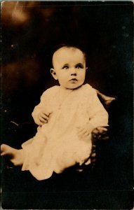 RPPC Adorable Baby With Face In Wonder UNP DB Postcard C4