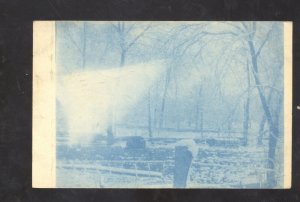 RPPC CYANOTYPE WEST POINT NEBRASKA RESIDENCE WINTER SNOW REAL PHOTO POSTCARD