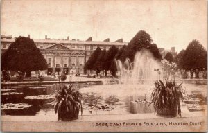 VINTAGE POSTCARD EAST FRONTAGE & FOUNTAINS HAMPTON COURT ROYAL PALACE LONDON UK