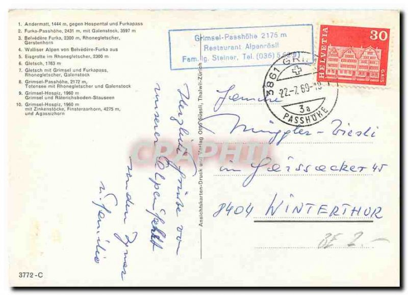 Modern Postcard Furka Grimsel Andermatt