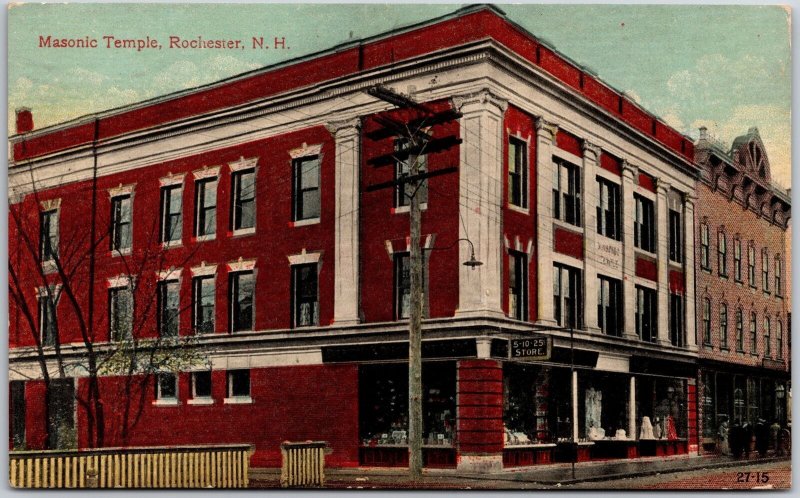 1912 Masonic Temple Rochester New Hampshire NH Posted Postcard