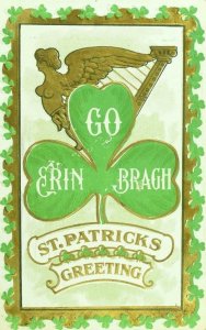 C.1910 St. Patrick's Day Postcard Irish Allegiance Erin Go Bragh Harp F31