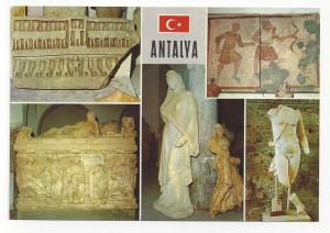 Turkey Antalya Multiview Ancient Art Statues 4X6 Postcard