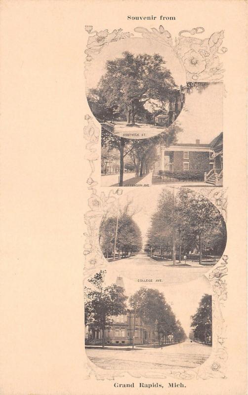 Grand Rapids Michigan~4 Views~Bostwick Street-Jefferson Avenue-College Ave-c1905