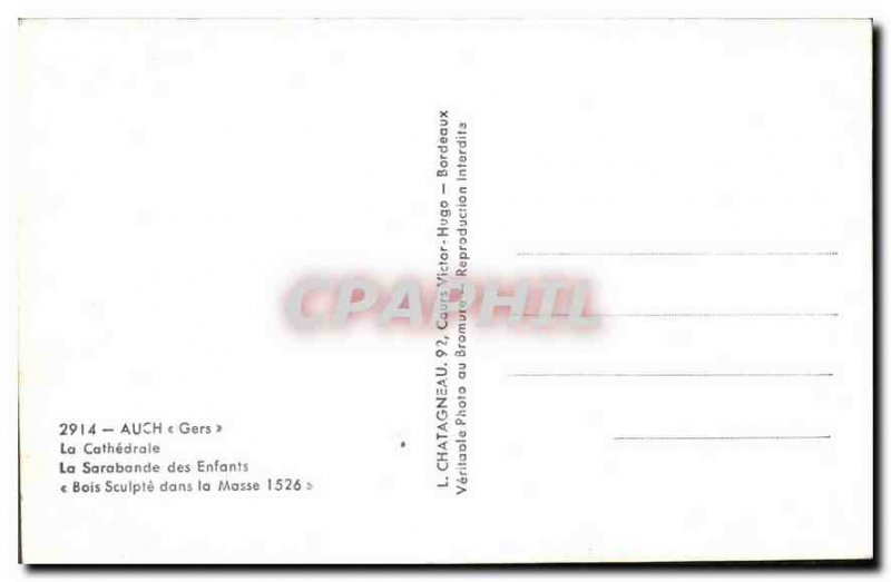 Old Postcard Auch Gers La Cathedrale The Sarabande Children Wood Sculpting in...