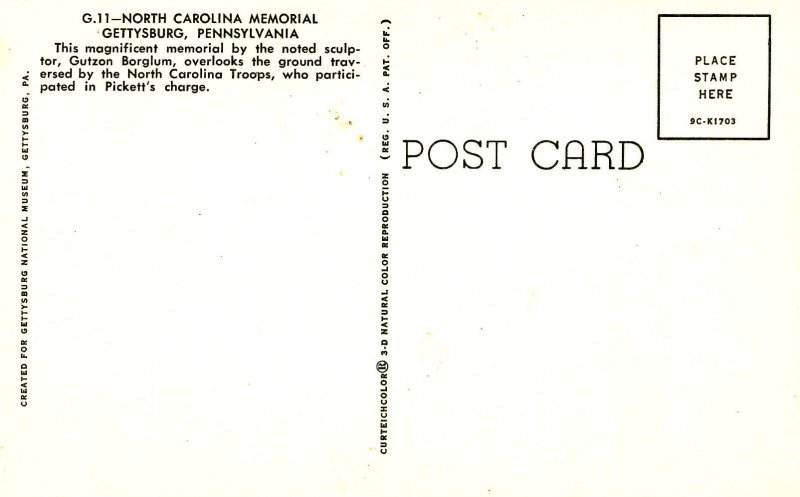 PA - Gettysburg. North Carolina Memorial