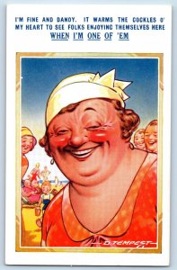 D Tempest Signed Postcard Comic Humor Fat Woman People Laughing Bamforth c1910's
