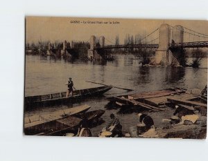 Postcard Le Grand Pont sur la Loire, Cosne, France