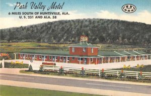 HUntsville Alabama Park Valley Motel Linen Vintage Postcard AA30706