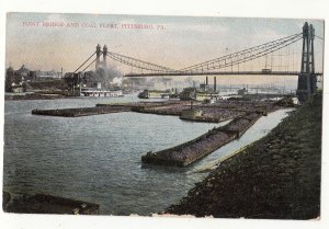 P3264,1930 postcard point bridge & coal fleet harbor pittsburg penn