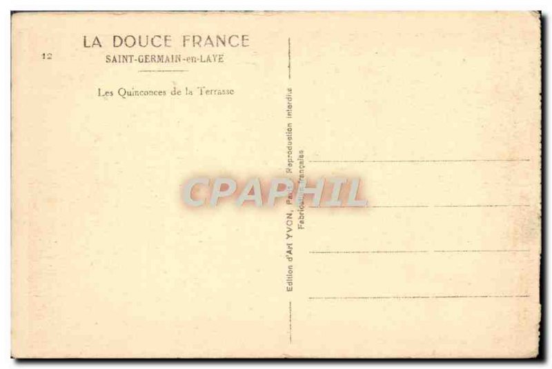Old Postcard La Douce France Saint Germain En Laye Inconjunctions of the terrace