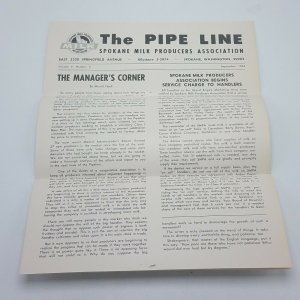 Spokane Milk Producers Association Newsletter - The Pipe Line Sept 1964 Dairy