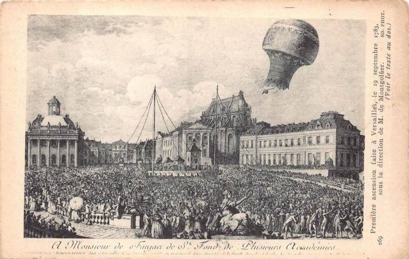 BALLOON AVIATION IN 18TH CENTURY FRANCE POSTCARD (c. 1910)