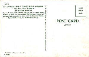 Interior Display View Clock & China Museum St Cloud Florida Postcard