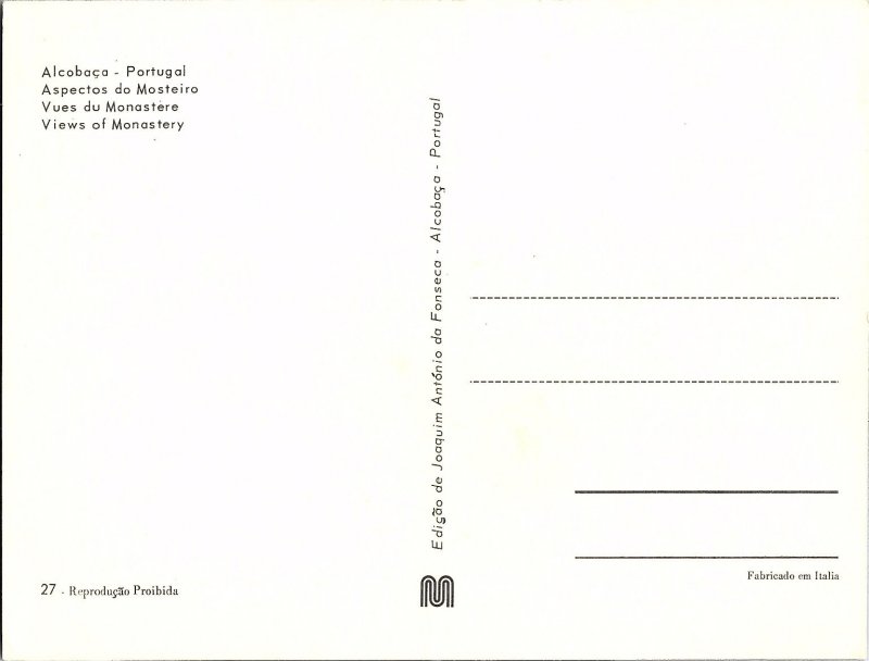 Multi-View Monastery inAlcobaça Portugal Continental Postcard