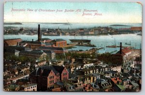 Charlestown Panoramic From Bunker Hill Monument Boston MA C1909 Postcard T14