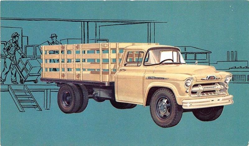 1956 Chevrolet Model 6409 Stake Task Force Truck Original Postcard