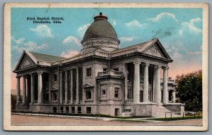 Postcard Chickasha OK c1920s Oklahoma Grady County First Baptist Church Rebuilt