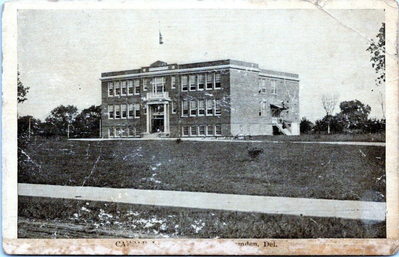 Camden Wyoming Delaware Postcard 1920 Caesar Rodney Old High School LJ
