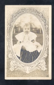 RPPC CLEVELAND OHIO TO AKRON OH RPO CUTE BABY 1910 VINTAGE REAL PHOTO POSTCARD