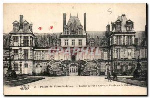 Postcard Old Palace of Fontainebleau Iron Staircase has frontage on the Horse...